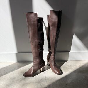 DKNY Brown Leather Over-the-Knee Boots 8.5M